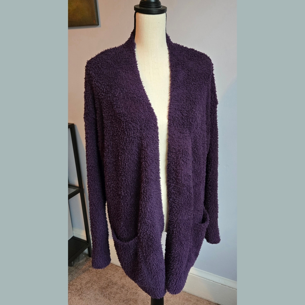 Barefoot Dreams Cozychic Plush Purple Cardigan Loungewear Size L/XL